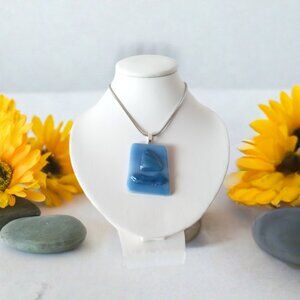 Abstract nautical sailboat fused glass pendant necklace A pop of Spring fun